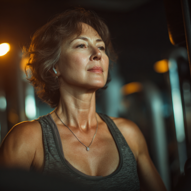 Katta yoshdagi ayol yoga mashqlarini bajarmoqda